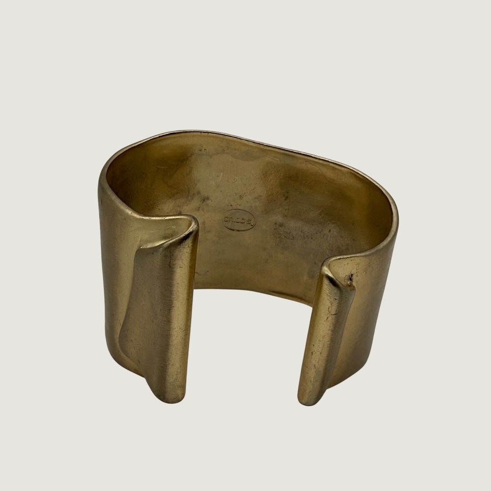 Chicos Gold Tone Wide‎ Cuff Bracelet Sculptural Folded Statement Jewelry
